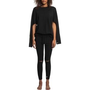 TATEJONES Black Cape Multi Style Convertible Pullover Sweatshirt